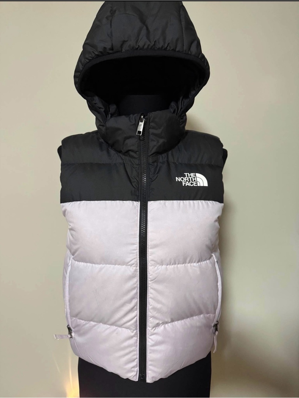The North Face Black & Light Pink Hooded Puffer Vest - Kids